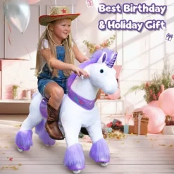 Purple Model U Ride-On Unicorn - 4-7 Years