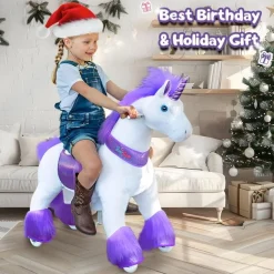 Purple Model U Ride-On Unicorn- 3-4 Years