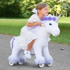 Purple Model X Ride-On Unicorn - 3-4 Years