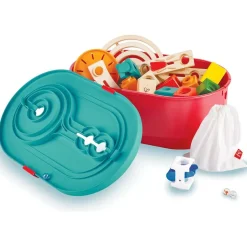 Quadrilla Stack Track Bucket Set Wooden Marble Run Blocks