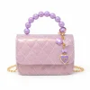 Quilted BFF Blossom Pearl Handle Handbag - Purple