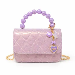 Quilted BFF Blossom Pearl Handle Handbag - Purple