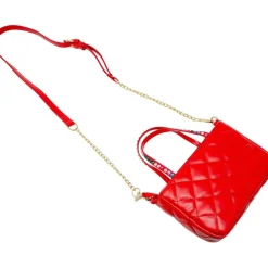 Quilted Rhinestone Tote Bag - Red