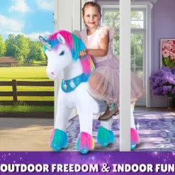Rainbow Unicorn Model Y Ride on Toy - 4-7 Years
