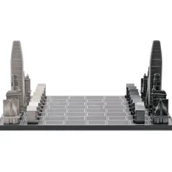 San Francisco Edition Stainless Steel Chess Set with Wood Map Board