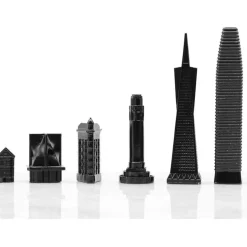 San Francisco Edition Stainless Steel Chess Set with Wood Map Board