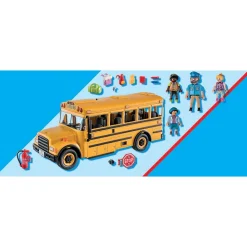 School Bus with Accessories and 4 Figures