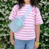 Sequin Heart Belt Bag for Kids - Blue (Denim)