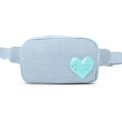Sequin Heart Belt Bag for Kids - Blue (Denim)