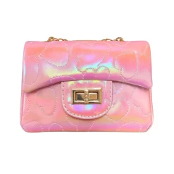 Shiny Dotted Classic Handbag - Pink