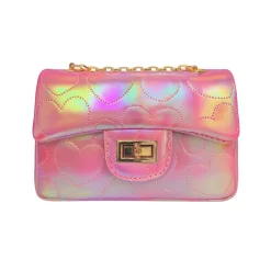 Shiny Dotted Classic Handbag - Hot Pink