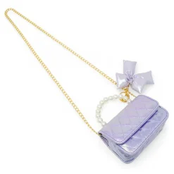 Shiny Quilted Fluffy Bow Handbag - Purple