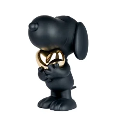 Snoopy Matte Black Figure with Chrome Gold Heart - 21.6