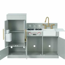Teamson Kids Little Chef Charlotte Modern Modular Wooden Play Kitchen, Grey/Gold