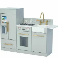 Teamson Kids Little Chef Charlotte Modern Modular Wooden Play Kitchen, Grey/Gold