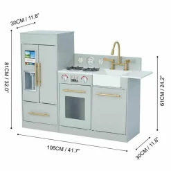 Teamson Kids Little Chef Charlotte Modern Modular Wooden Play Kitchen, Grey/Gold