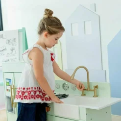 Teamson Kids Little Chef Charlotte 2-Piece Modular Wooden Play Kitchen, Mint