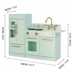 Teamson Kids Little Chef Charlotte 2-Piece Modular Wooden Play Kitchen, Mint