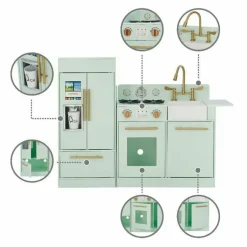 Teamson Kids Little Chef Charlotte 2-Piece Modular Wooden Play Kitchen, Mint