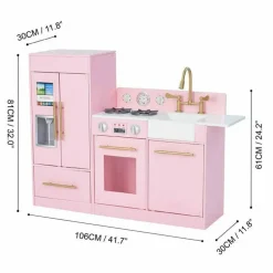 Teamson Kids Little Chef Charlotte 2-Piece Modular Wooden Play Kitchen, Pink