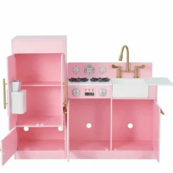 Teamson Kids Little Chef Charlotte 2-Piece Modular Wooden Play Kitchen, Pink