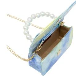Tie Dye Crocodile Pearl Handle Bag - Blue