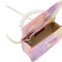 Tie Dye Crocodile Pearl Handle Bag - Pink
