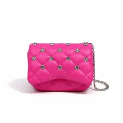 Tiny Crystal Stud Handbag - Hot Pink
