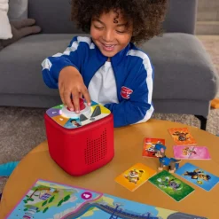 Tonies PAW Patrol Toniebox 2 Bundle with Tonieplay Game, Sleeve and 4 Tonies - Sunset Red