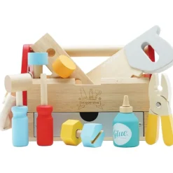 Tool Box & Wooden Tools with 11 Accessories