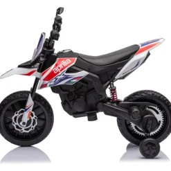 12V Aprilia Motorcycle 1 Seater Ride On for Kids - White