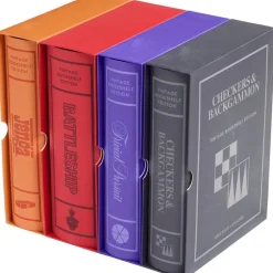 Vintage Bookshelf Assortment - 4 Pack - Jenga, Battleship, Checkers & Backgammon, Trivial Pursuit