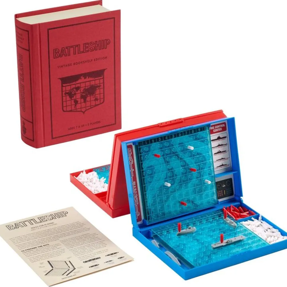 Vintage Bookshelf Assortment - 4 Pack - Jenga, Battleship, Checkers & Backgammon, Trivial Pursuit