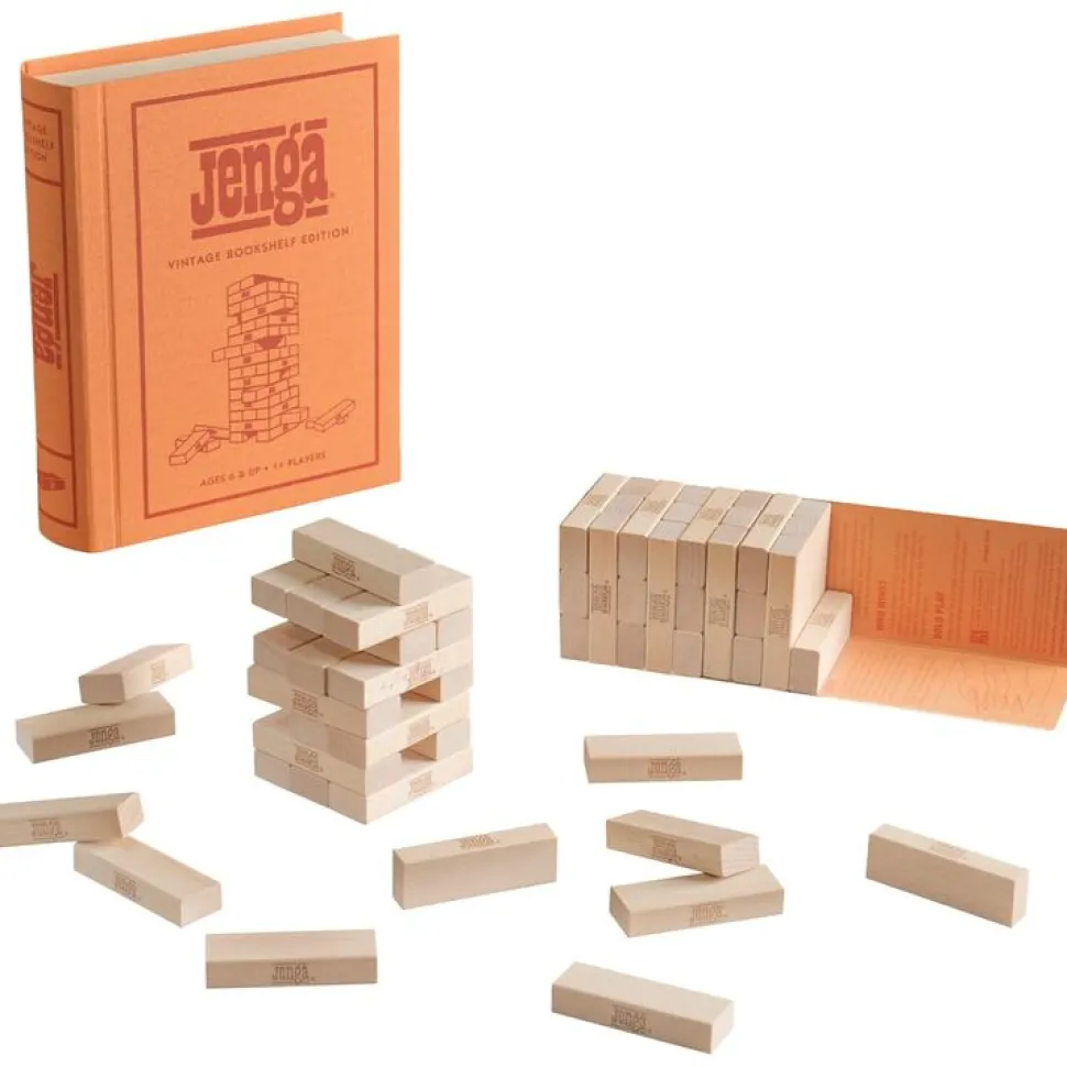 Vintage Bookshelf Assortment - 4 Pack - Jenga, Battleship, Checkers & Backgammon, Trivial Pursuit