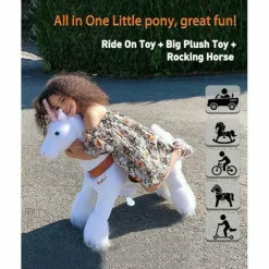 White Model U Ride-On Unicorn - 4-7 Years