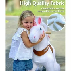 White Model U Ride-On Unicorn - 3-4 Years