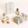 Wooden Dollhouse Bedroom Furniture Set - 19 Pieces