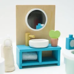 Wooden Dollhouse 19 Piece Bathroom Furniture Set