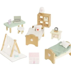 Wooden Dollhouse 24 Piece Child's Bedroom Furniture Set