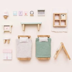 Wooden Dollhouse 24 Piece Child's Bedroom Furniture Set