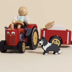 Wooden Farmyard Tractor & Trailer Toy