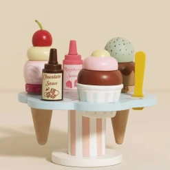 Wooden Ice Cream Stand & Toppings