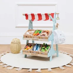 Wooden Market Stall & Fruit Play Food Crate
