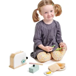 Wooden Mini Chef Breakfast Toaster Set