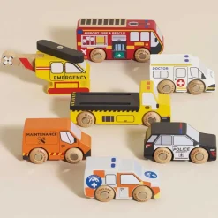 Wooden Set of 7 Emergency Vehicles