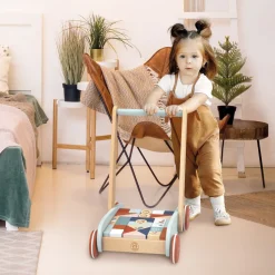 Wooden Walker with Building Blocks
