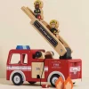 Wood Fire Engine with Firefighters