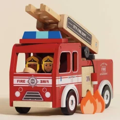 Wood Fire Engine with Firefighters