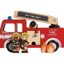 Wood Fire Engine with Firefighters